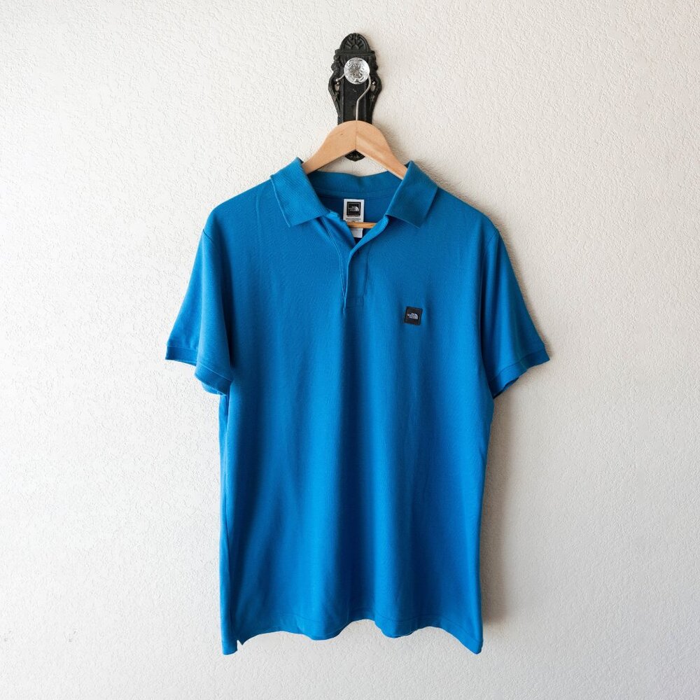 The North Face Men's Size Medium Blue 100% Pima Cotton Polo Shirt